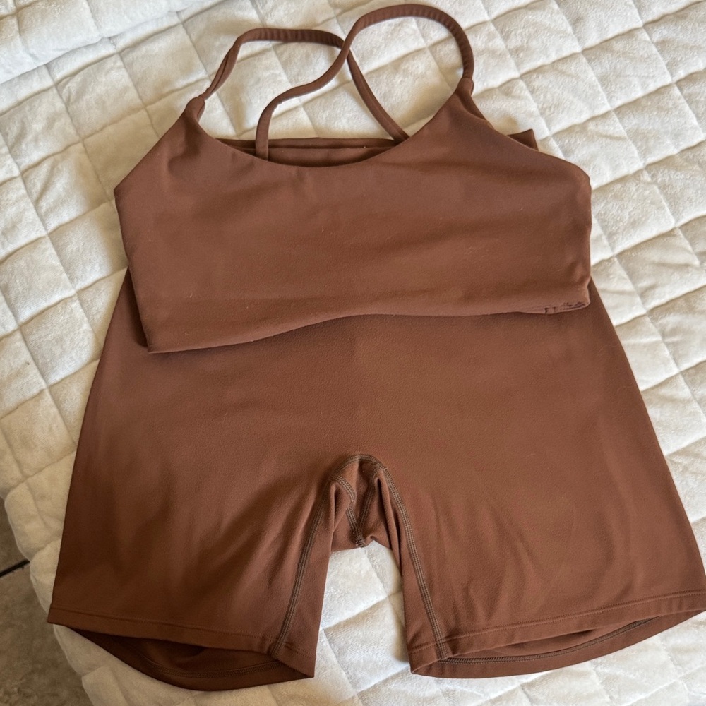 Aoxjox Dandelion Brown Sports Bra and Shorts Set size Small